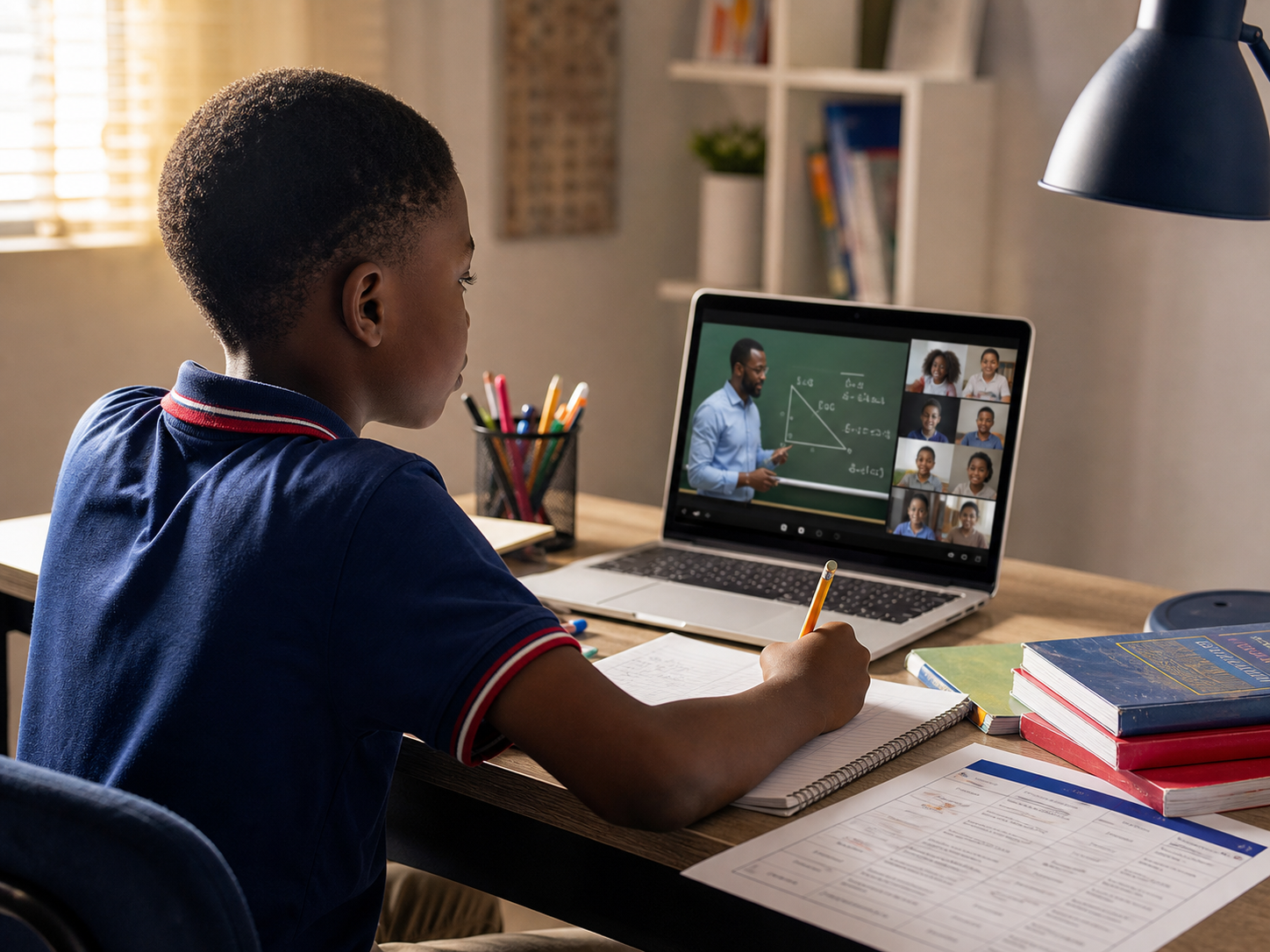 A learner in a remote class.